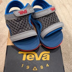 Teva Kids' Gray and Blue Sandals with Red Accents Boy’s Size 4